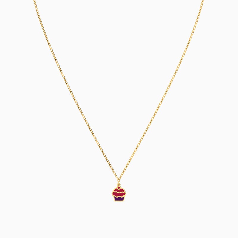 Miss L' by L'azurde Kids Cupcake Enamel Coated Necklace in 14K Gold - Image 3